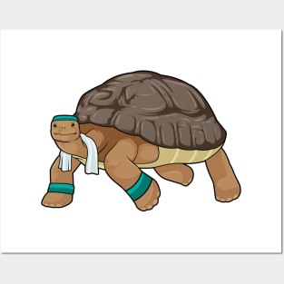 Turtle as Runner with Towel Posters and Art